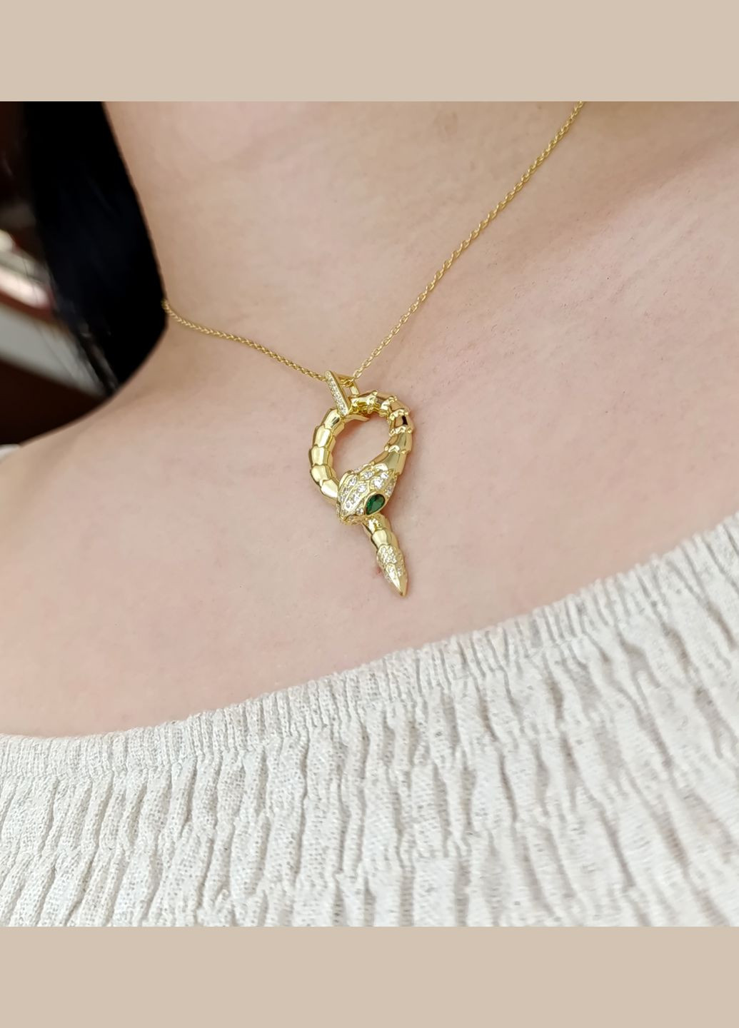 Срібне кольє з цирконієм "Змія" 40-45 см КЗМ-ж Shatlen Кольє (347620636)