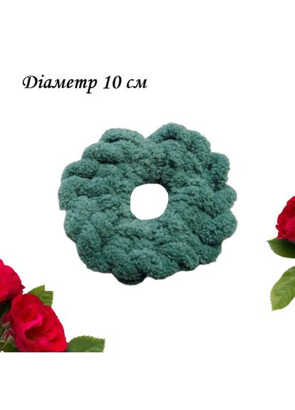 Гумка для волосся зелена махрова Hand Мade 10 см Handmade (368772308)