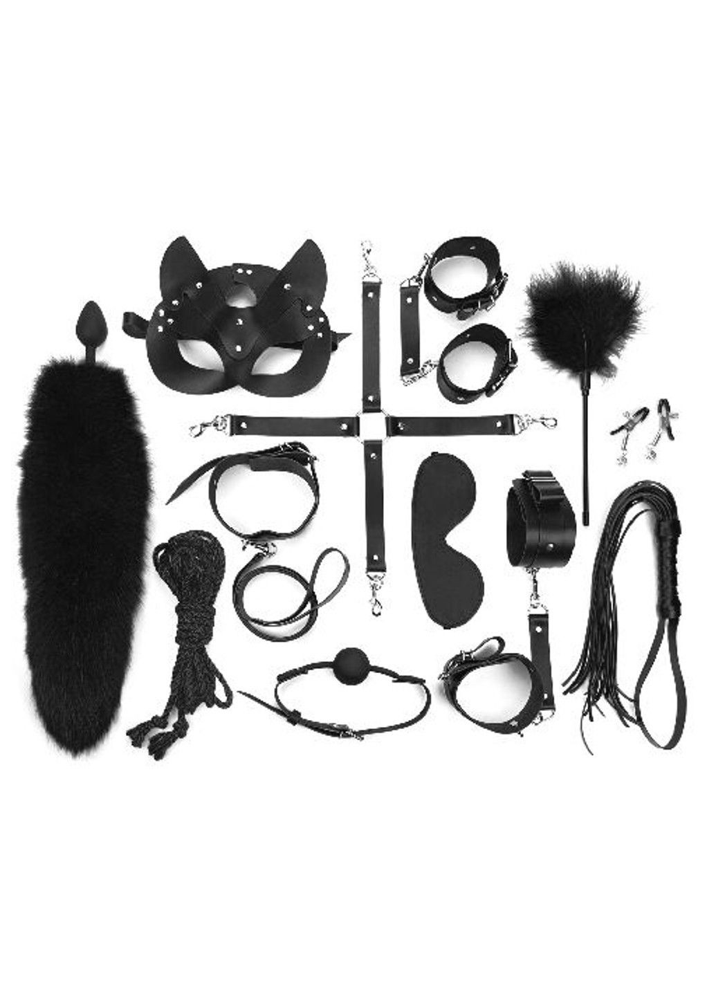 Набор - Maxi BDSM Set Leather, 13 предметов, натуральная кожа, Черный Art of Sex (298474096)