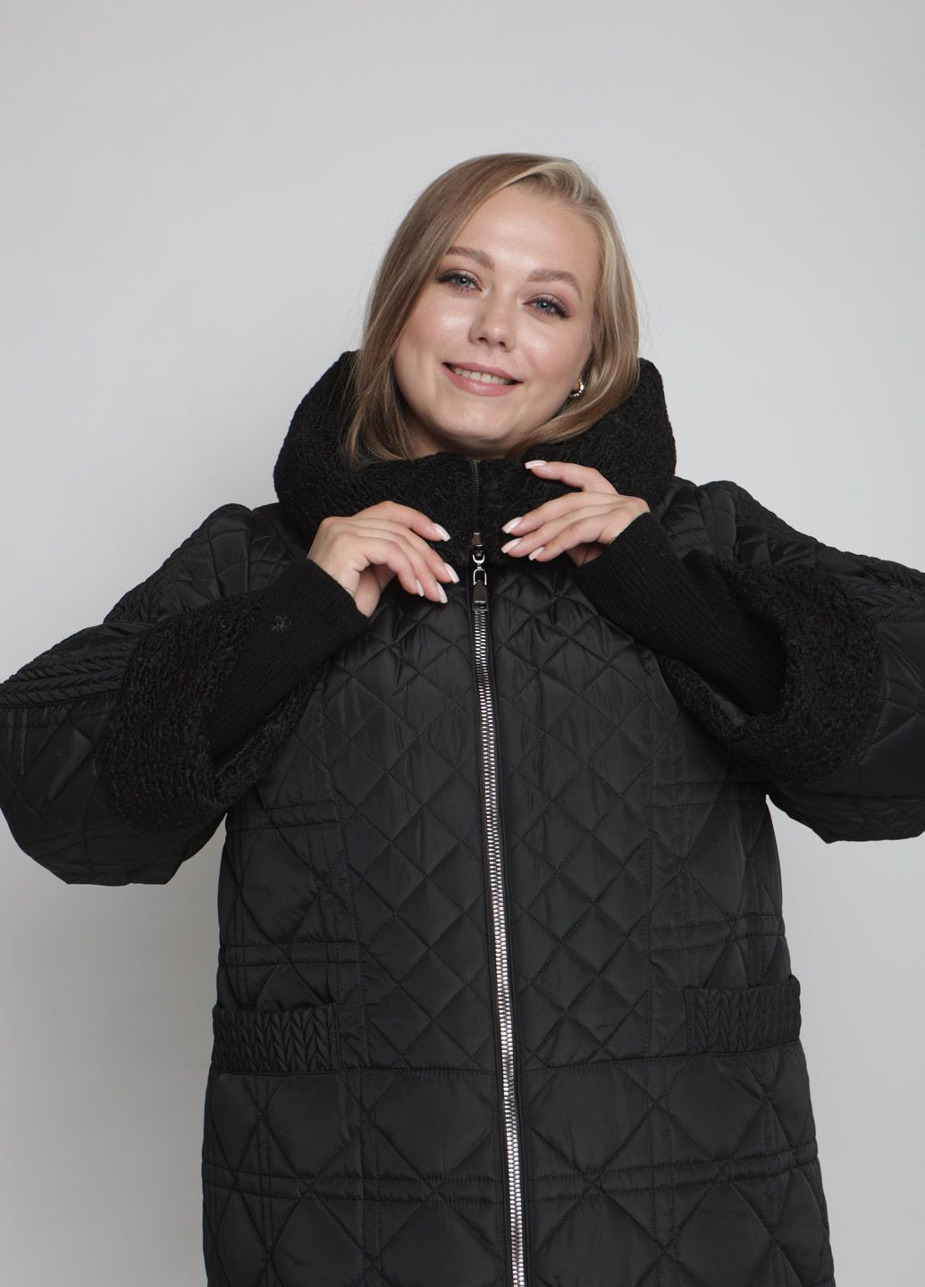 Черная зимняя зимнее пальто женское большого размера SK