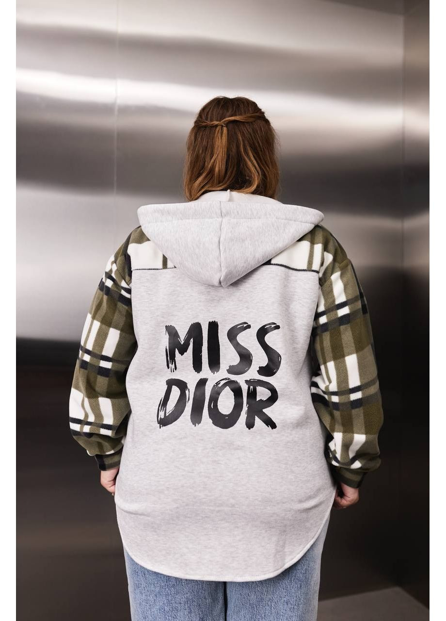 Оливковковая (хаки) рубашка в клетку DK/DL Мода без кордонів с длинным рукавом