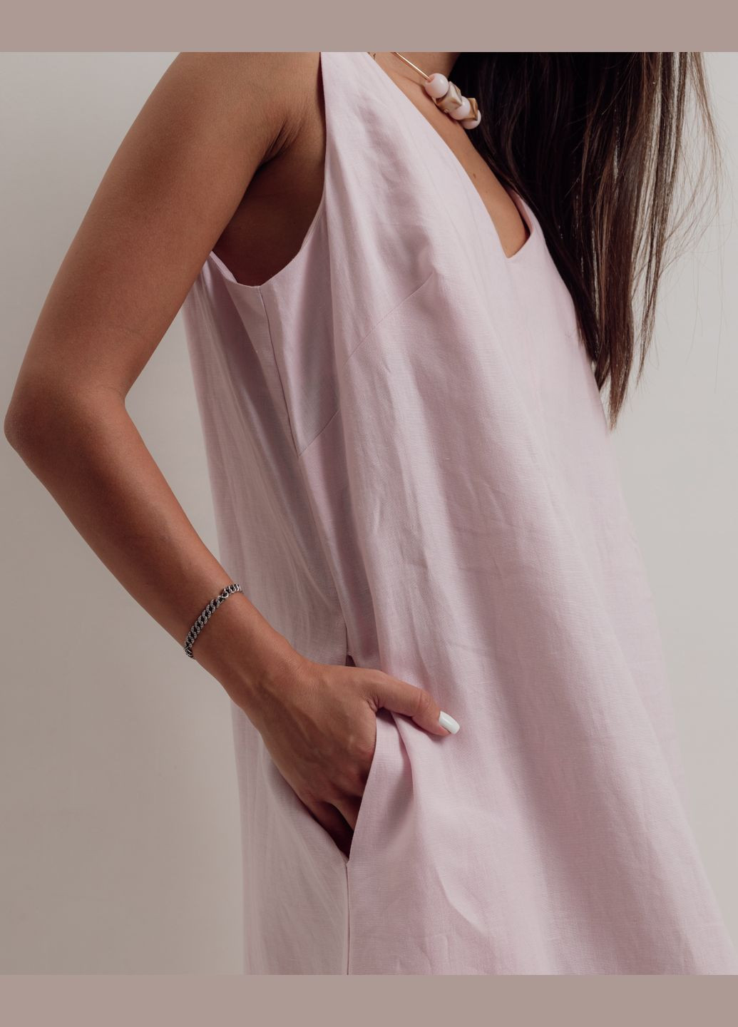 Летний женский сарафан летний с украшением розовый Nagrada