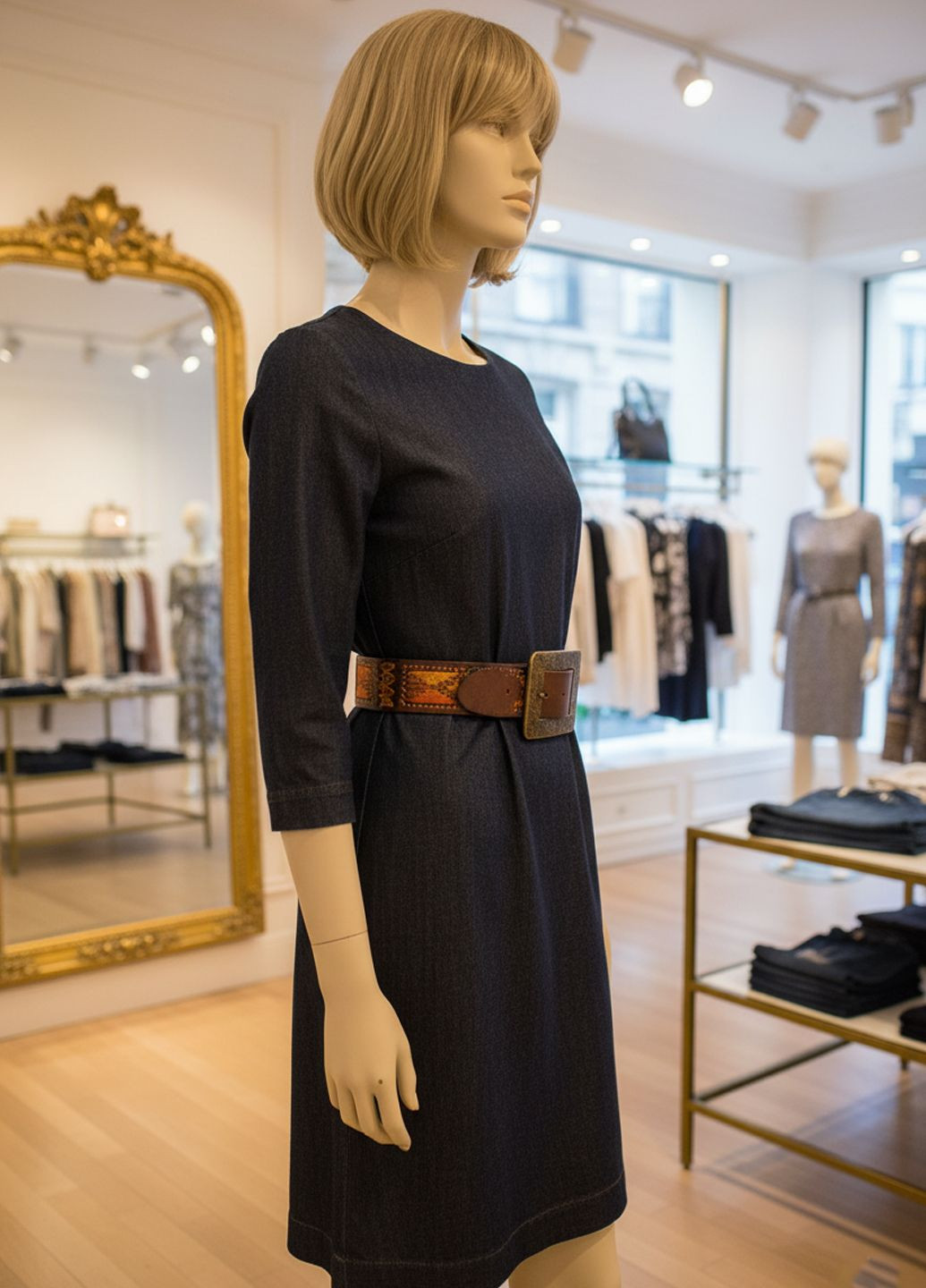 Женский кожаный ремень с орнаментом S-43 Коричневый Manufac (363261816)