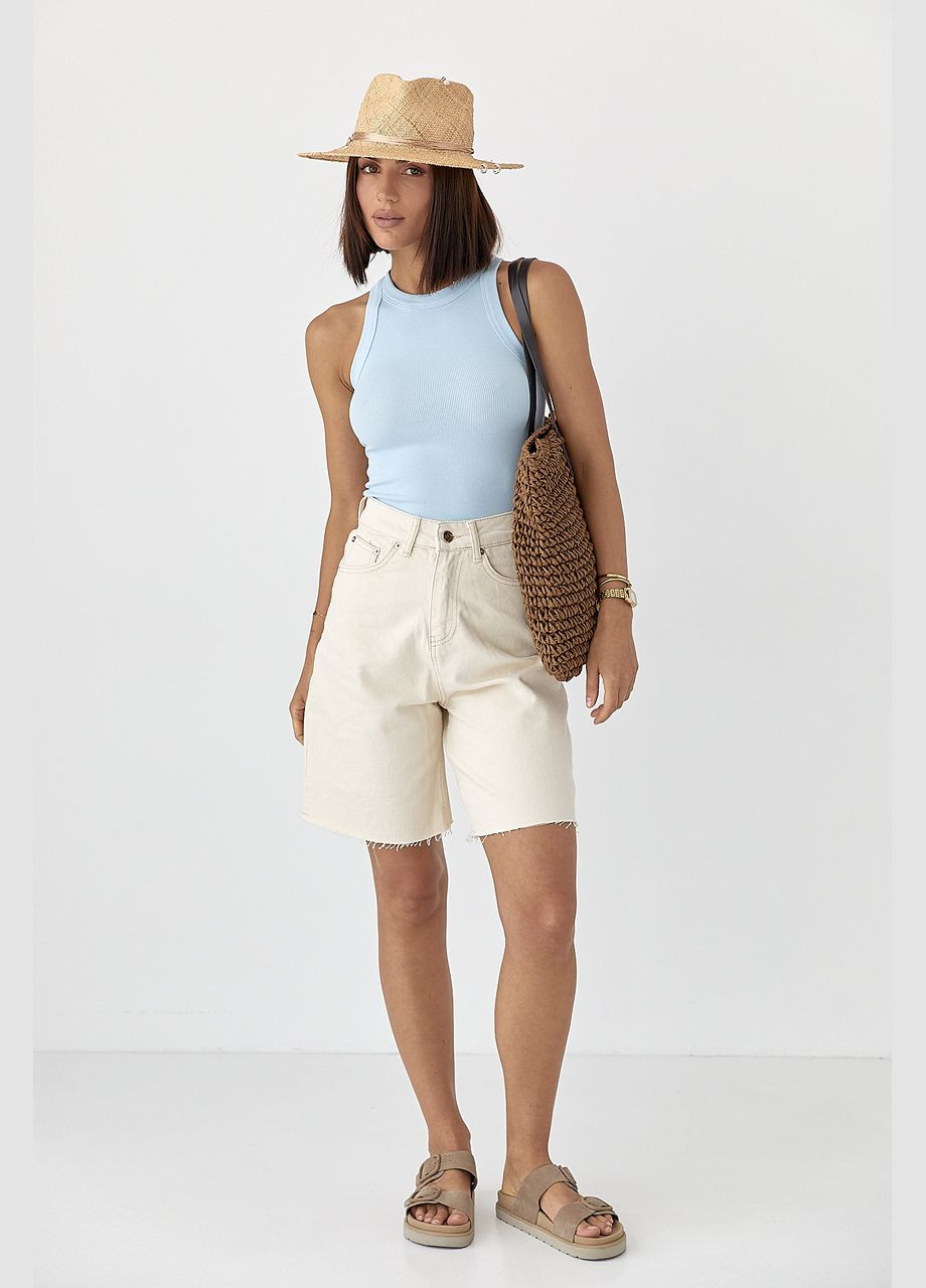 Майка приталена в рубчик - лимонний колір Lurex — 340917593