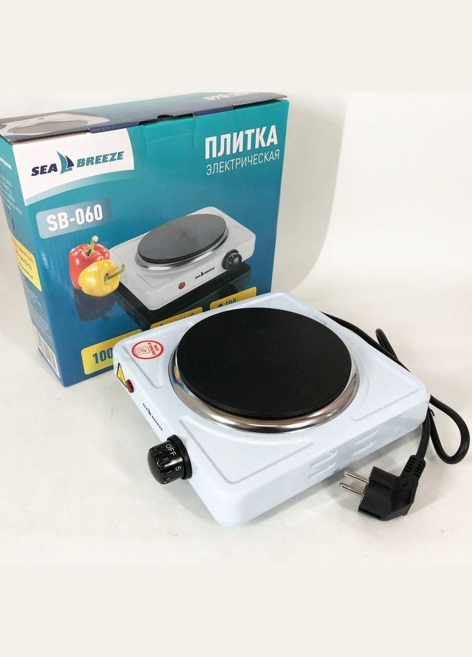 Настільна плита електрична SB-060, потужна настільна електроплита. Колір: білий Sea Breeze (365670337)