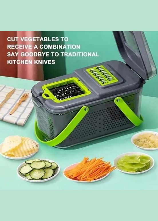 Овощерезка многофункциональная Veggie Slicer 22 в 1 набор для нарезания овощей и фруктов с насадками и друшляком No Brand (330758593)