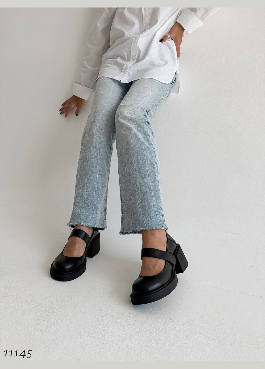 No Brand Туфельки з натуральної шкіри на липучці, чорні чорний з, — (316221815)