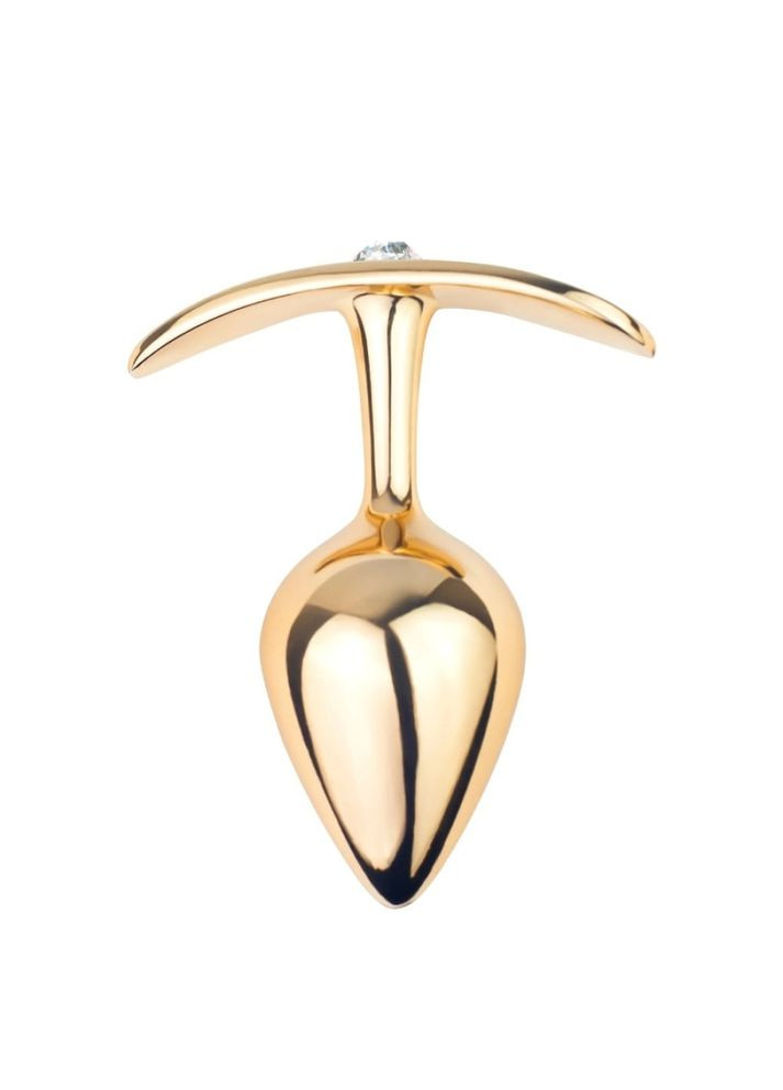 Анальная пробка с камешком, золотистая, L Roomfun (335425673)