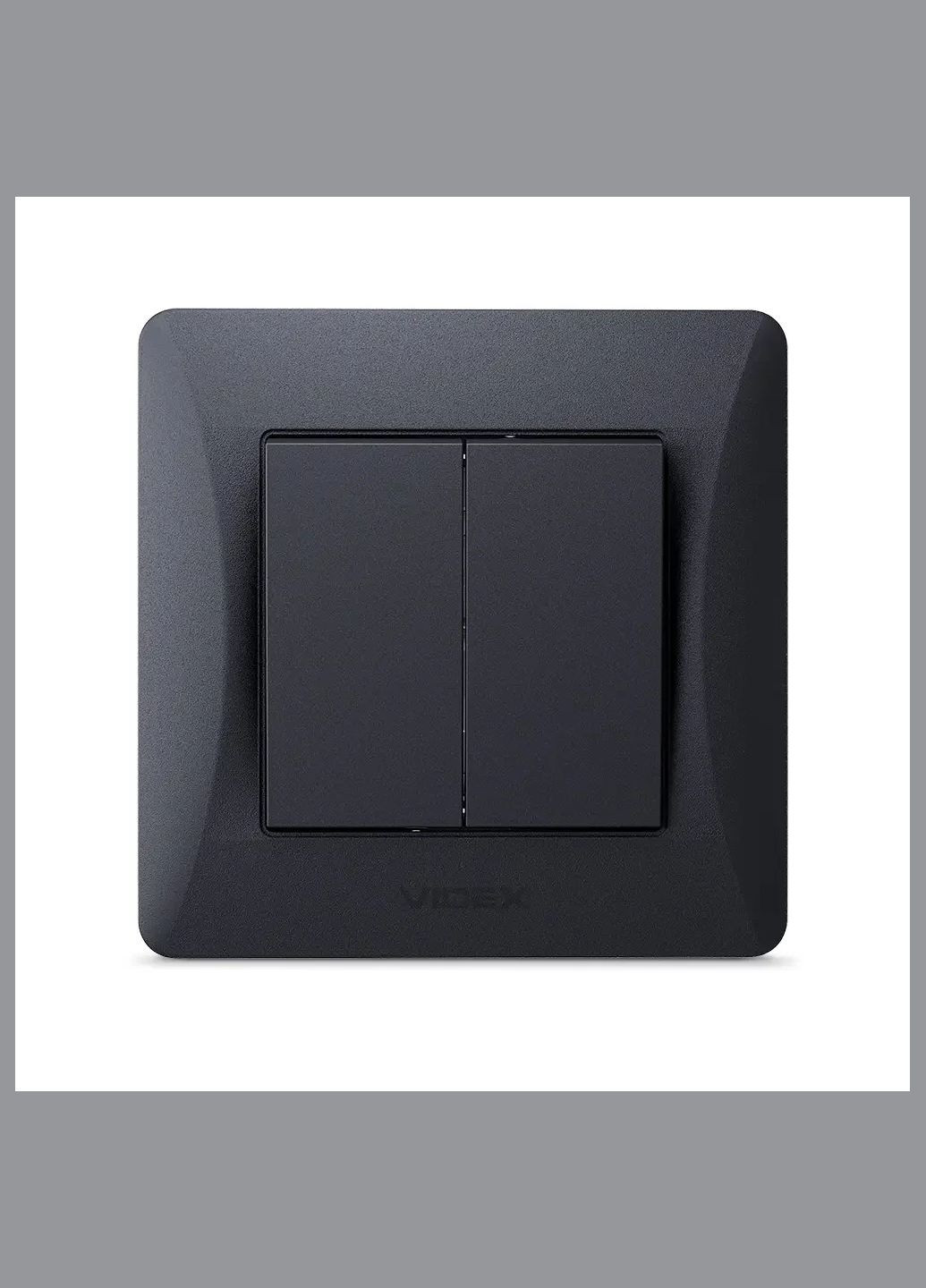 Выключатель двухклавишный черный графит BINERA Videx (355267820)