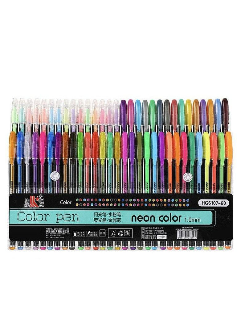 Набір гелевих перламутрових ручок HG-6107, 60 кольорів з ефектом металік No Brand (366197810)
