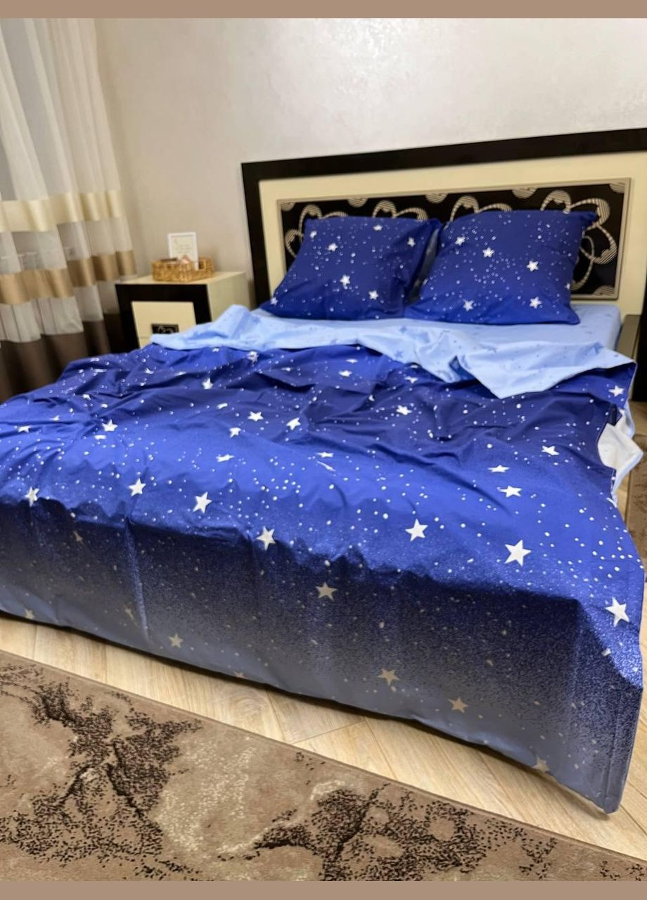 Постельное белье хлопковое Меркурий Евро 200 x 220 Бязь Синее 50 х 70 No Brand (304402346)