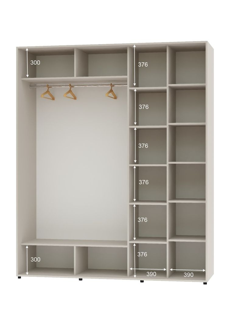 Шафа-купе дводверна 200*60*220 Кашемір ДСП/Дзеркало Алекса (360443642)