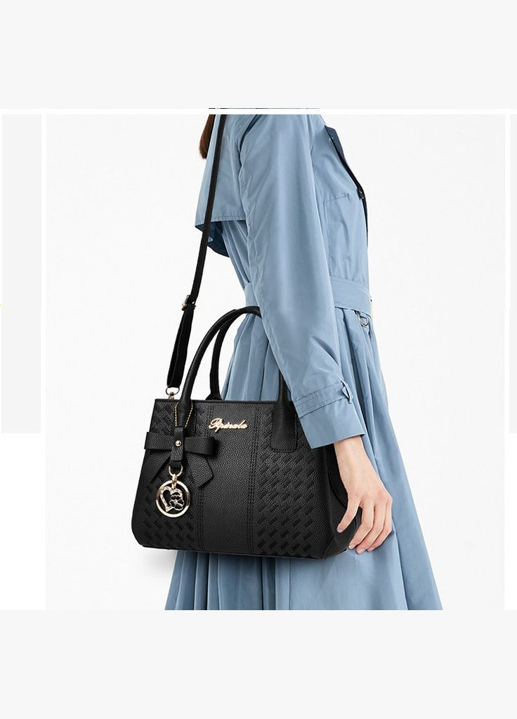 Стильна міні сумка на плече з білком з екошкіри чорна (sku_1466) No Brand (330576176)