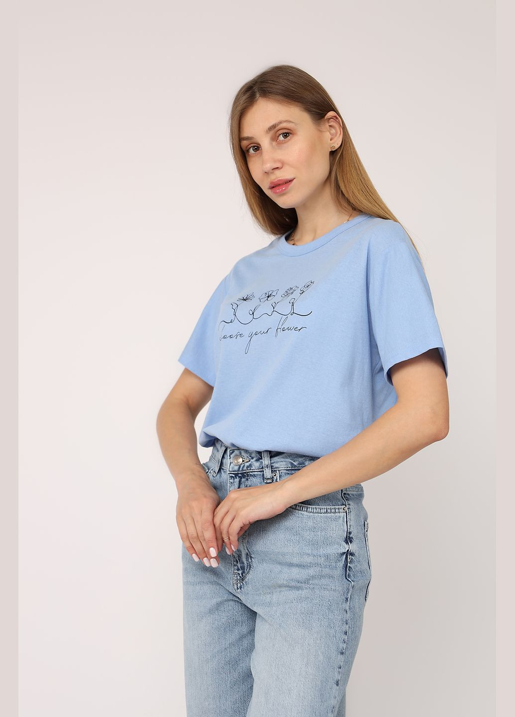 Футболка с коротким рукавом женская цвет голубой CB-00272845 Yuki - (333801877)