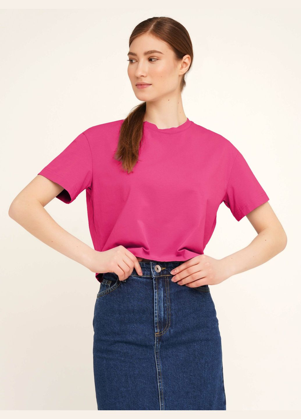 Футболка однотонная женская WBC02311 Малиновый shop (2000990438218) LAWA - (316023598)