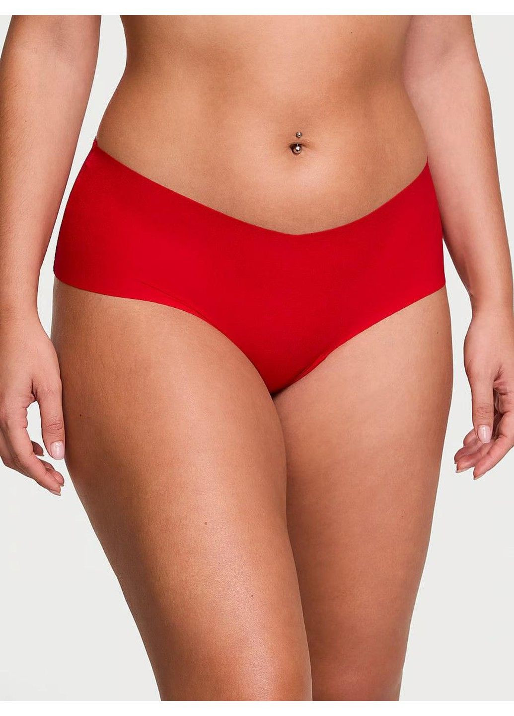 Трусики-чіки жіночі безшовні з мереживом No-Show Heart Mesh-Back Cheeky Panty червоні Victoria's Secret (331142902)