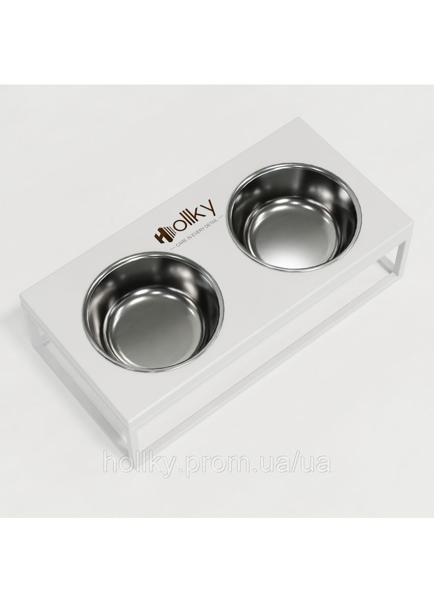 Миски на подставке для средних собак и больших кошек Base M (2×0,95 л) BM-422110-WHWH Hollky (365652735)