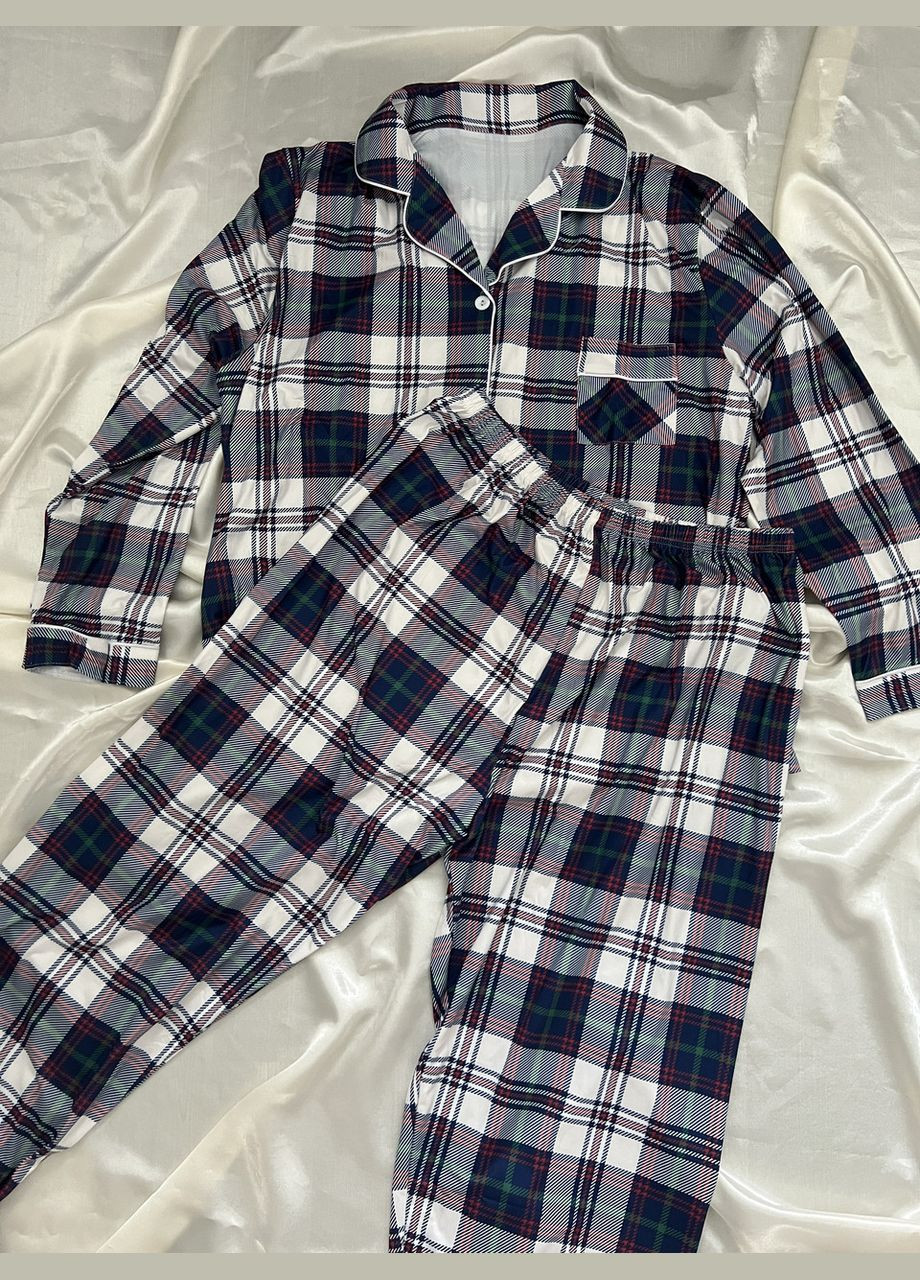 Синяя всесезон женская пижама комплект рубашка брюки (2-300) No Brand