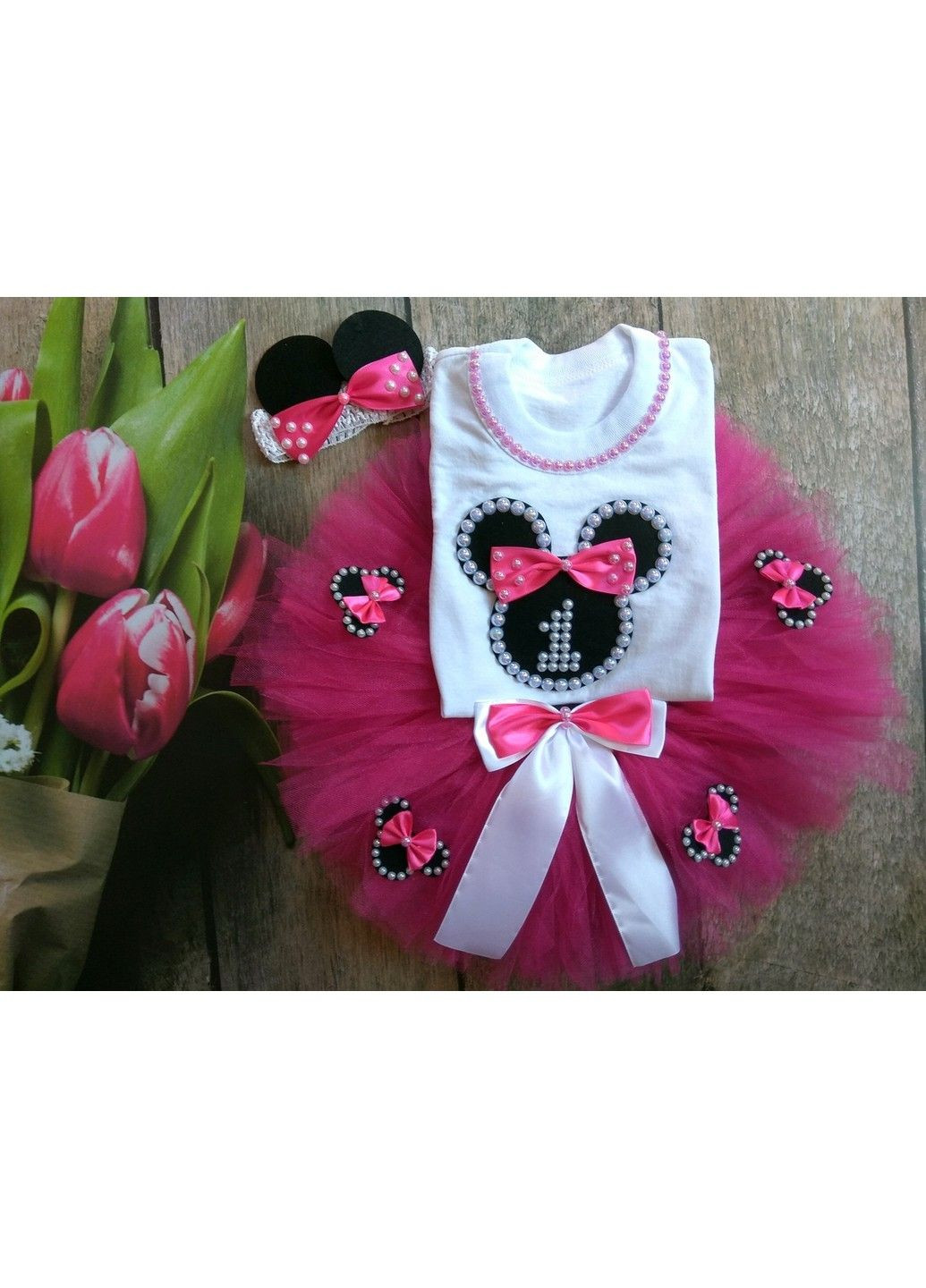 Білий нарядні костюми на дівчинку - реглан, спідничка, обруч спідничний No Brand