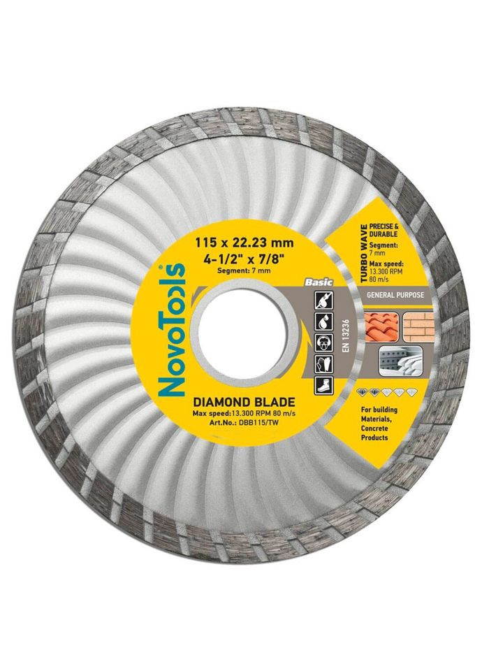 Алмазний диск (115х7х22.23 мм) круг відрізний турбо (23225) NovoTools (286422889)