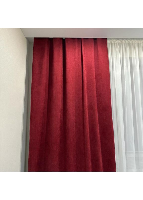 Комплект штор бордового цвета микровелюр "Luxury Touch" (2 шт. по 1.5x2.7 м) - готовы на тесьме. Роскошь и уют! No Brand (366561126)