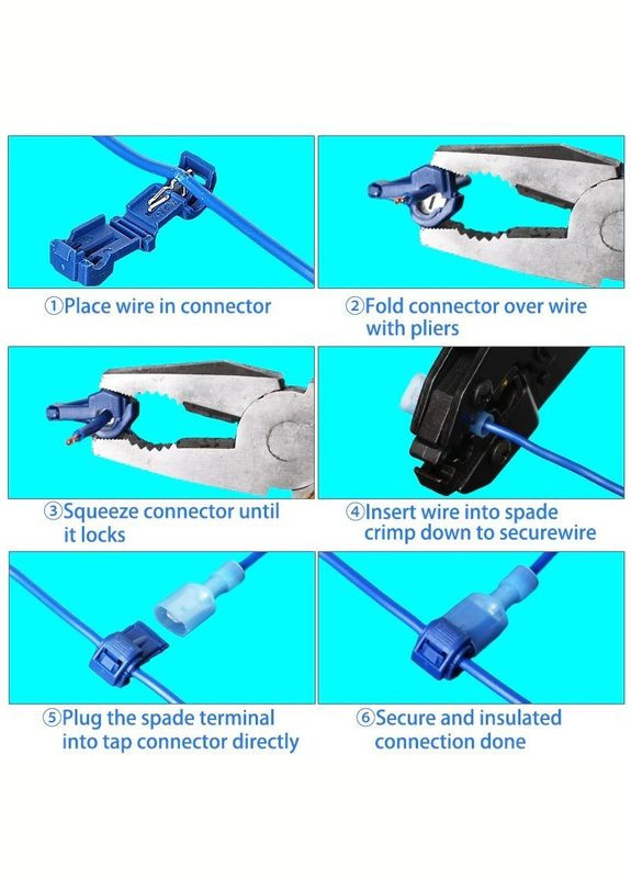 Набор обжимных клемм с изоляцией T-образные 2,5 – 4 мм для быстрого монтажа 20 шт (10 комплектов) желтый (TR050924-10) Bodasan (329443834)