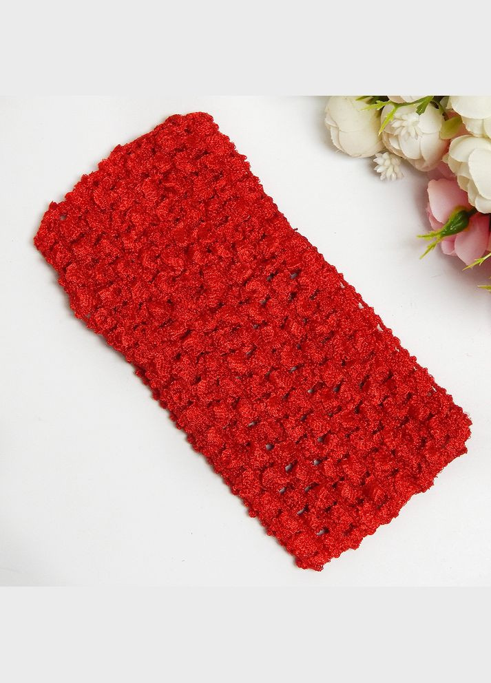 Повязка на голову эластичная, ажурная, 7 см, красная No Brand (340485250)