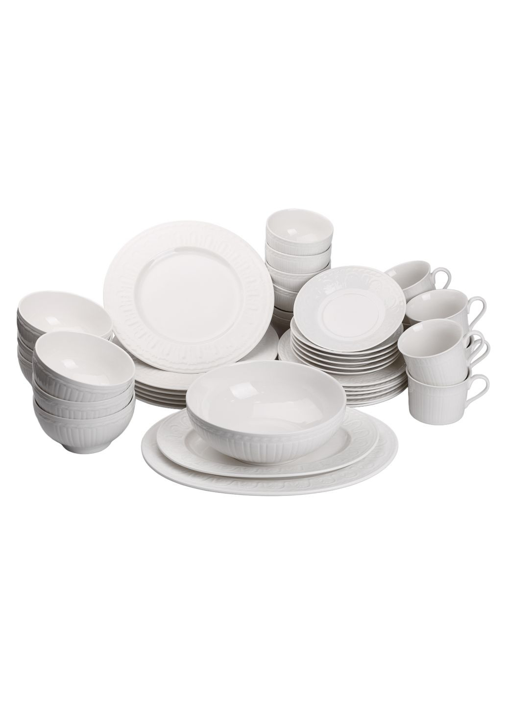Столовий керамічний сервіз на 6 персон 39 предметів, білий HP-7-705 Yiwu (357226573)
