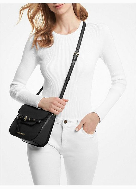 Сумка крос-боді жіноча шкіряна Emilia Small Logo чорна (у подарунковій упаковці) Michael Kors (314245514)