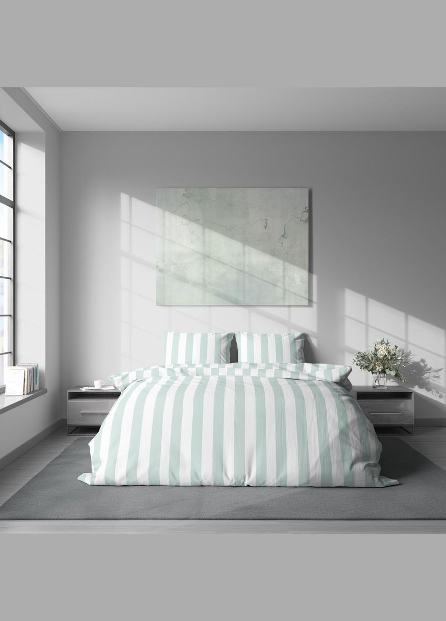 Постельное белье " ",Микрофибра,Голубой с Белым,Двуспальный P-0134 Lelit (316632638)