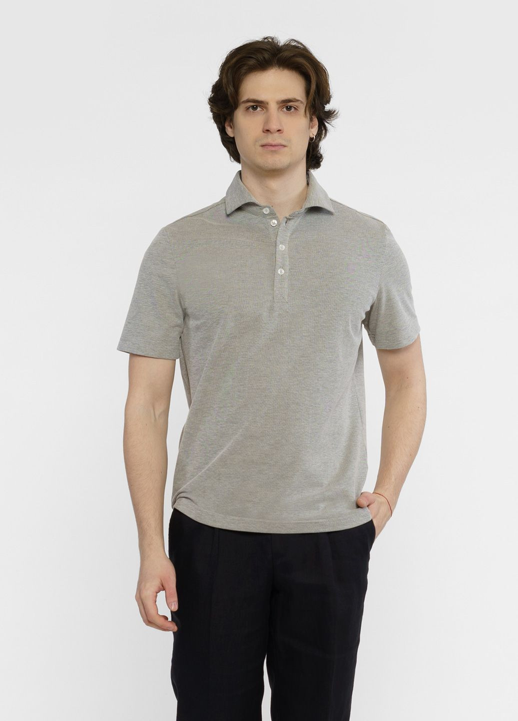 Серая футболка-поло мужское серое для мужчин Arber однотонная