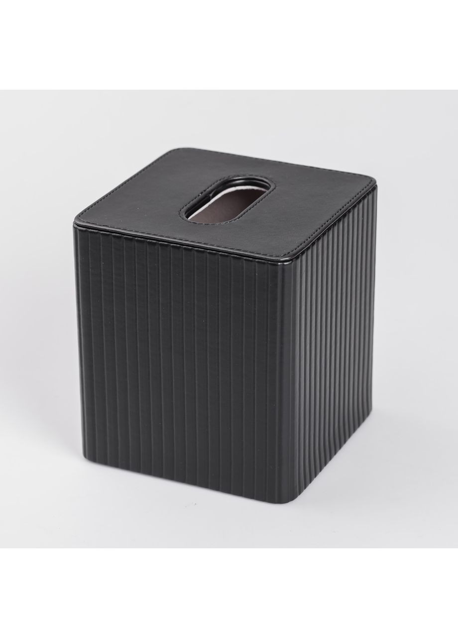 Салфетница из эко кожи квадратная 13х13х14.7 см органайзер для салфеток на стол, Черный Yiwu (360455059)