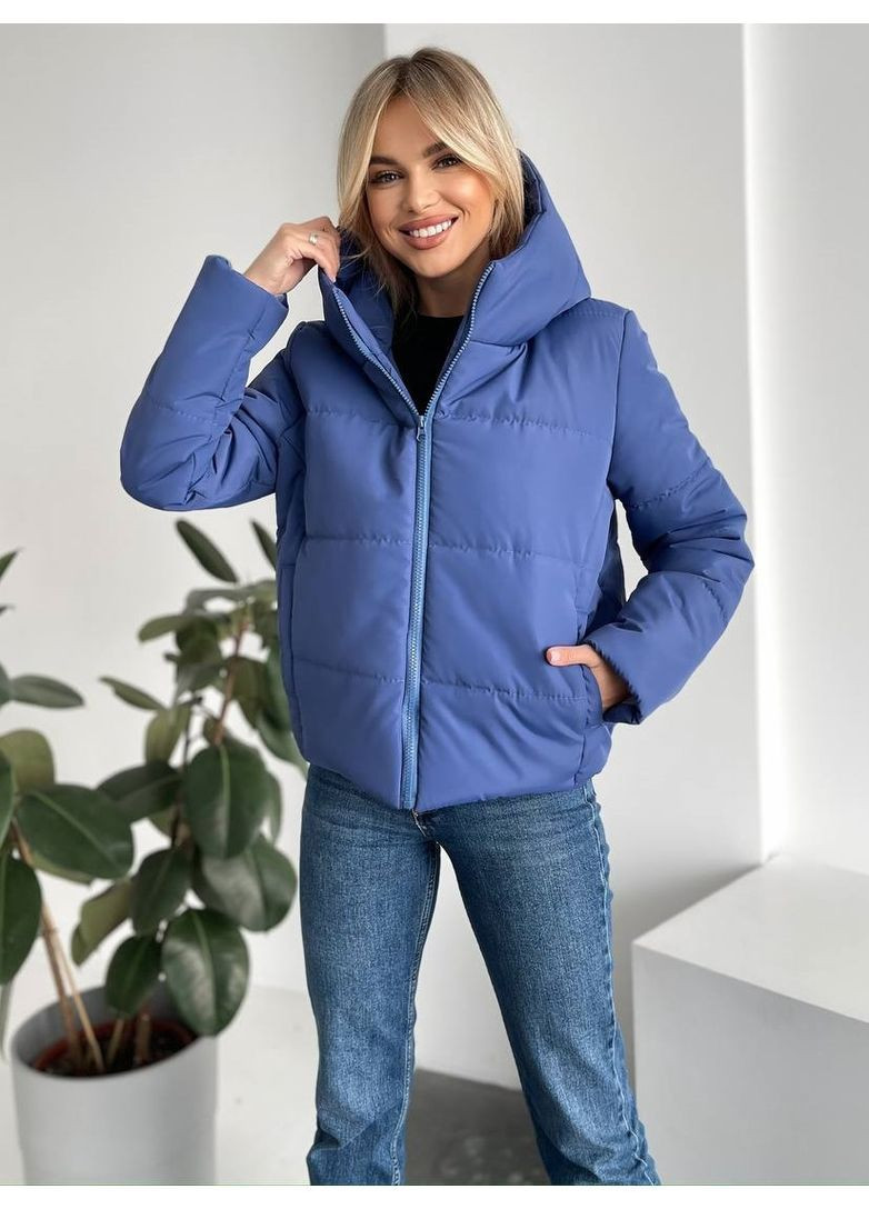 Синяя демисезонная куртка плащевка синтепон 200 топ качество No Brand