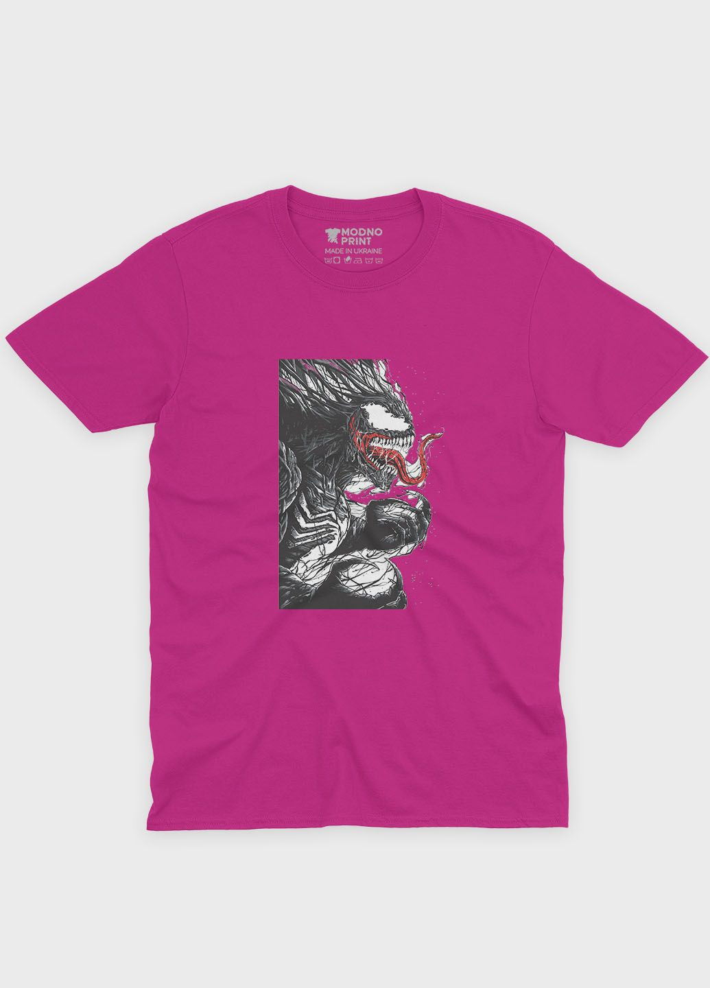 Рожева демісезонна футболка для дівчинки з принтом суперзлодія - веном (ts001-1-fuxj-006-013-004-g) Modno