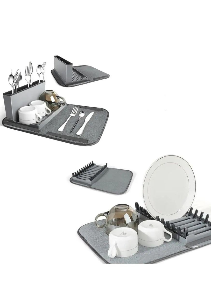 Настільна сушарка для посуду з піддоном і килимком із мікрофібри No Brand (354805272)