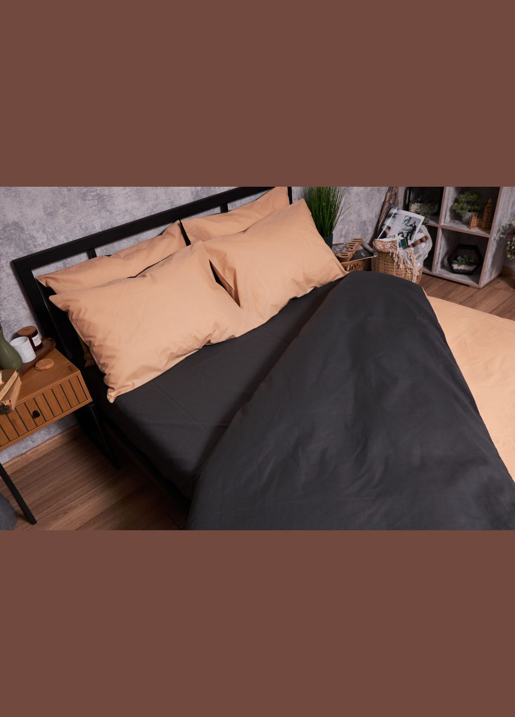 Комплект постільної білизни Бязь Gold Люкс двоспальний 175х210 наволочки 2х70х70 (MS-820003297) Moon&Star Gray Cream (288044080)