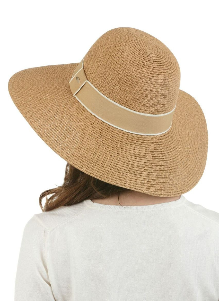 Жіночий літній капелюх з паперової соломи з широкими полями, коричневий (SC53182) Shlyapka (331159057)