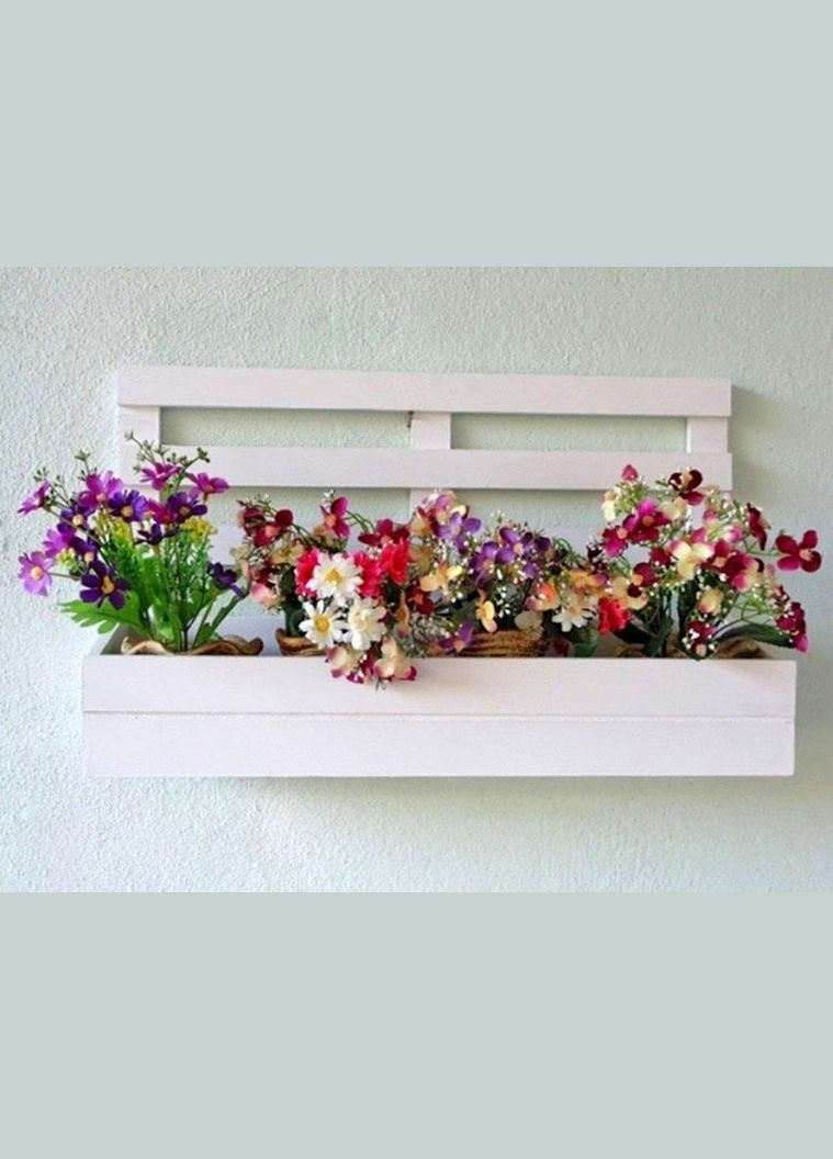 Полка настенная для цветов из дерева Мерити зефир (ЦВС-003520) No Brand (328228028)