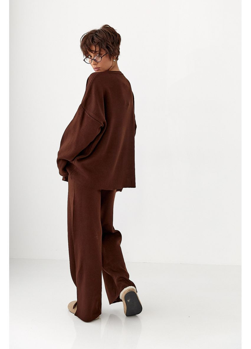 В'язаний костюм із вільною кофтою та широкими брюками Lurex Костюм-двойка (370377262)