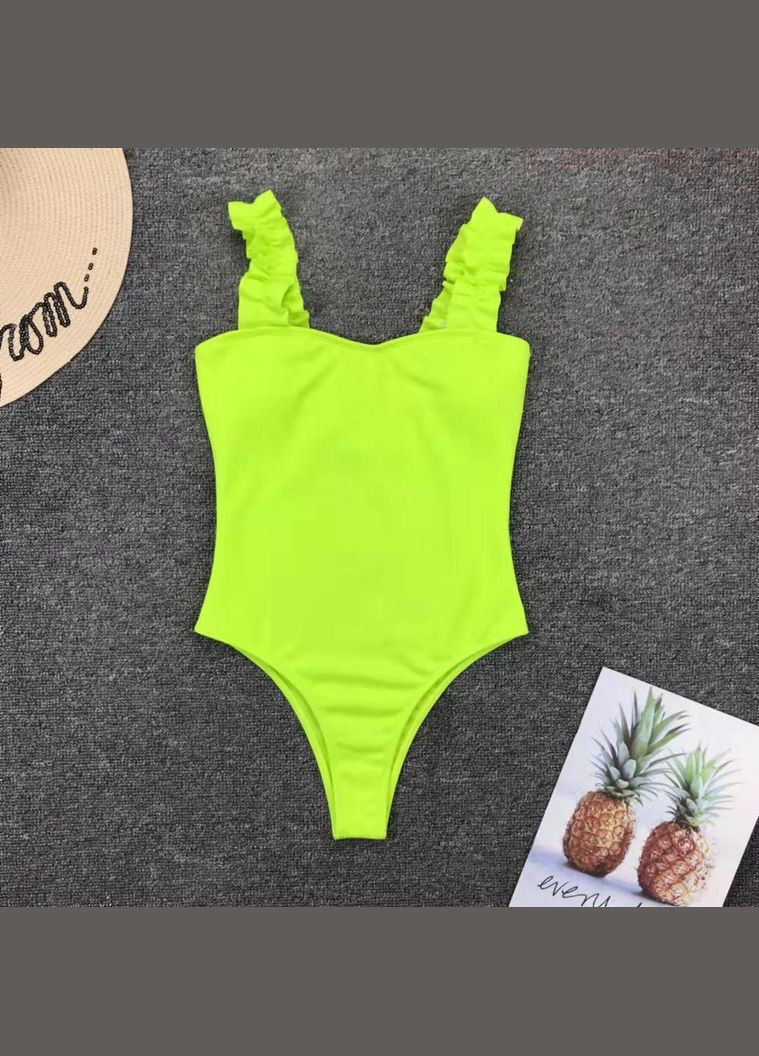 Салатовый летний женский сплошной купальник. No Brand