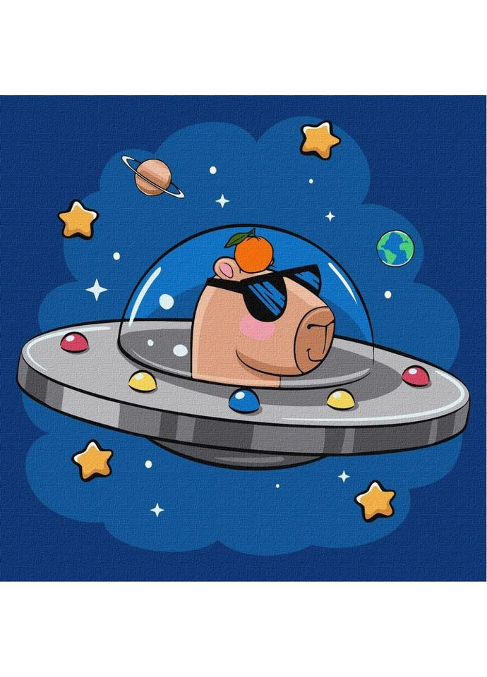 Картина за номерами "Капібара в космічній тарілці" KHO1292, 30x30 см No Brand (365639149)