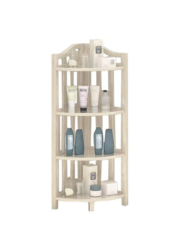 Стеллаж кутовий для ванної з дерева Альваро 4 бланже (ВУГ-401401) No Brand (328090802)