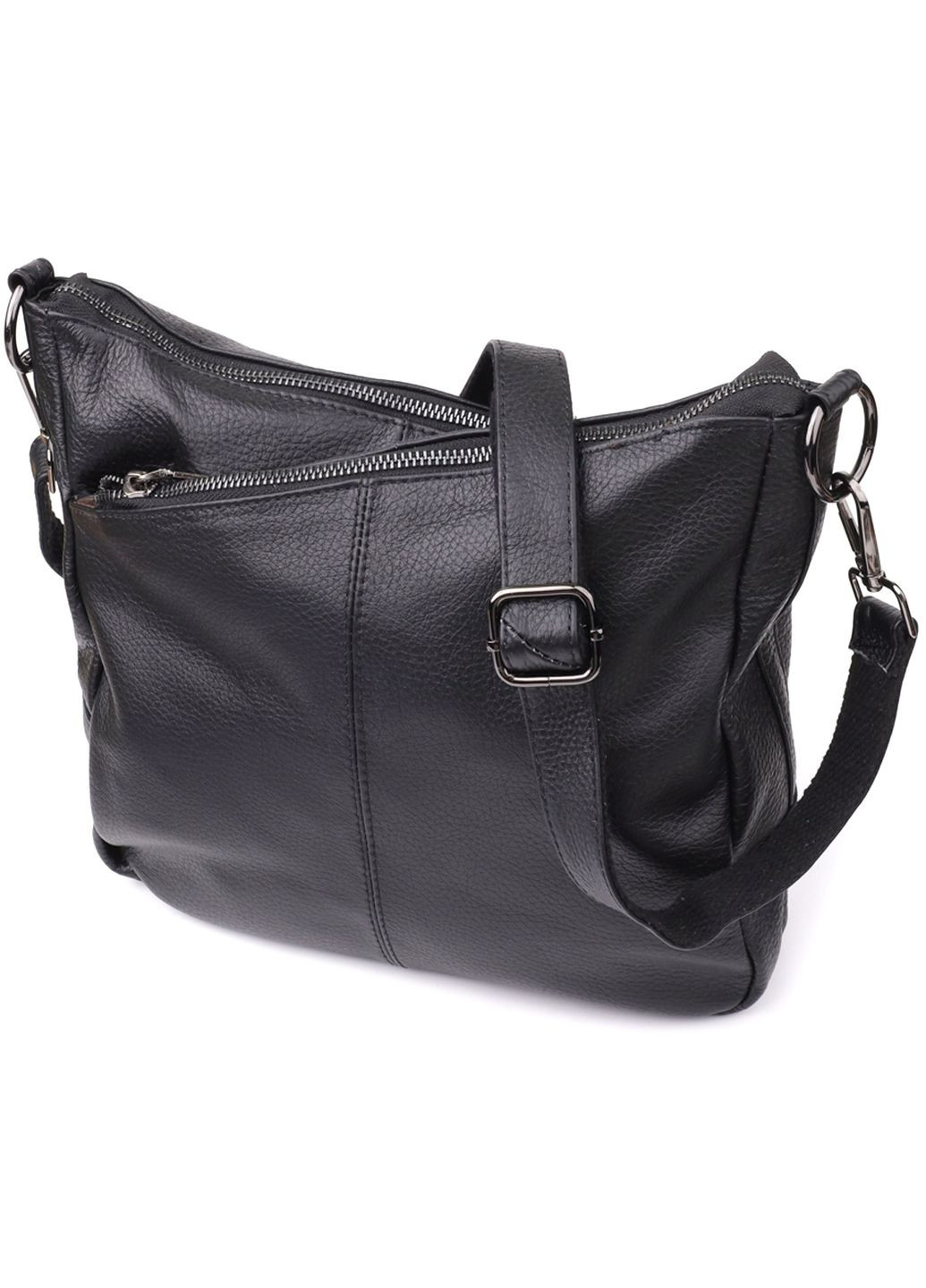 Сумка крос-боді через жіноче плече з натуральної шкіри середня Чорний 38361 Vintage (355245204)