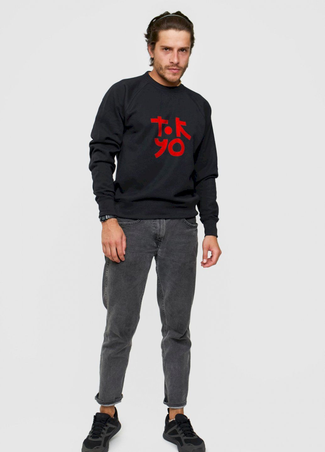 Чорний світшот чоловічий чорний "tokyo" YAPPI малюнок (303773105)