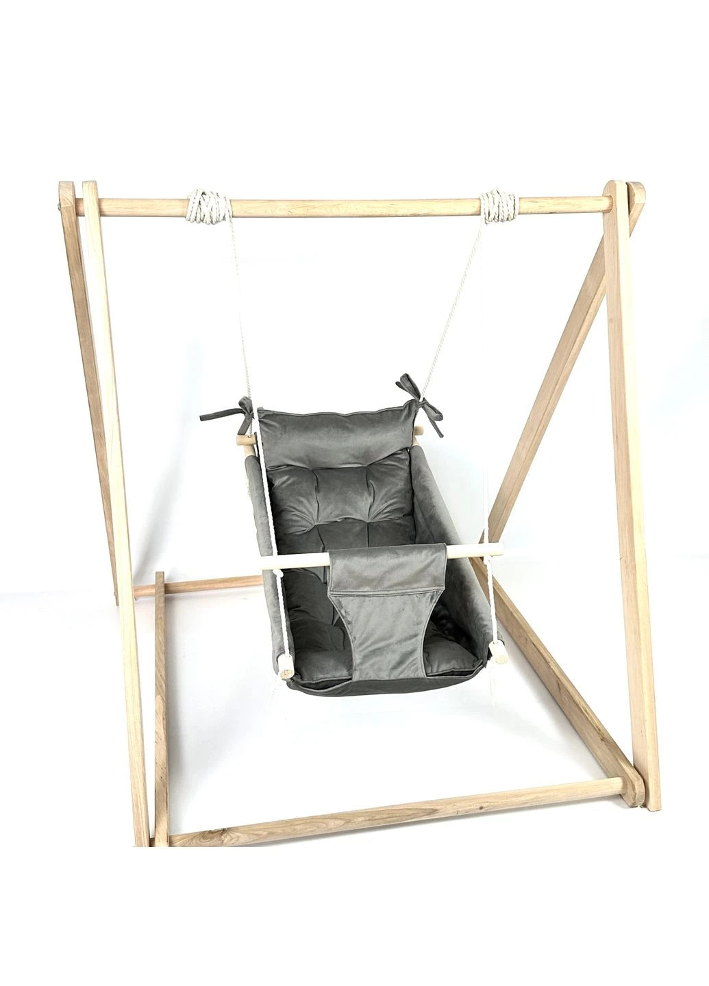 Комплект "Деревʼяна опора + Колиханка" з темно-сірого оксамиту (gs-9004) Gold Swing (380961289)