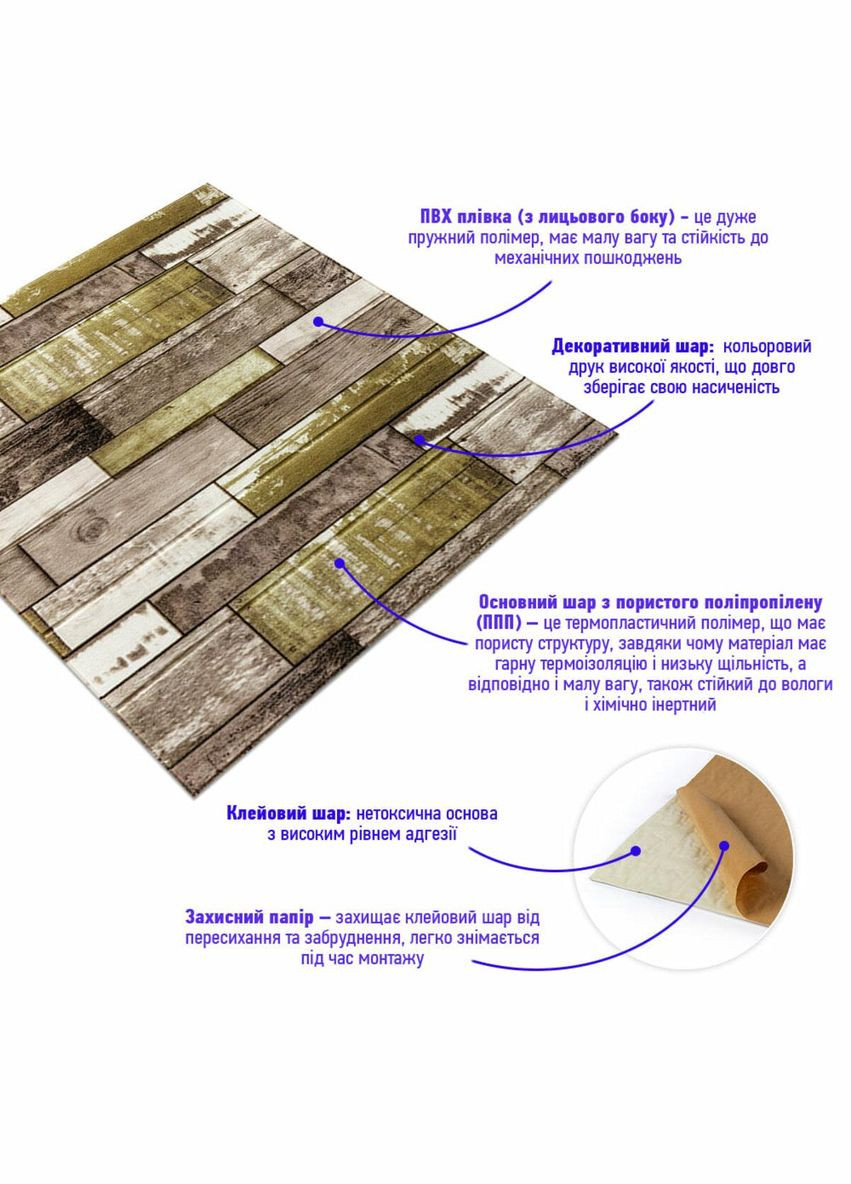 Самоклеюча декоративна 3D панель сіро-коричневе 700x700x4мм (378) SW-00000883 Sticker Wall (300242315)