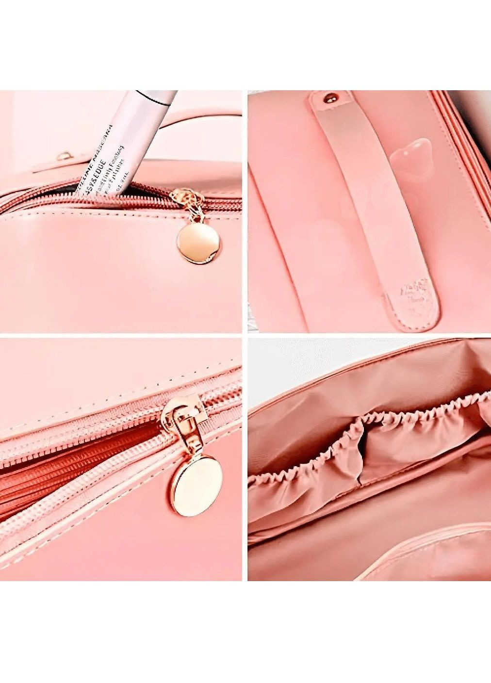 Дорожня сумка косметичка органайзер водовідштовхувальна з ручкою для перенесення екошкіра 23,5×13×13 см (479853-Prob) Рожева Unbranded (324950261)