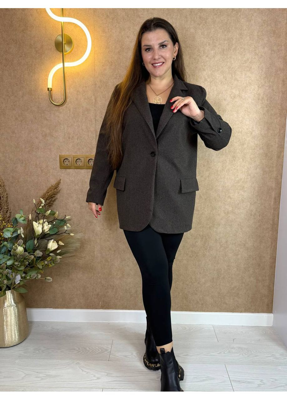 Коричневе демісезонне Пальто-жакет жіночий із пальтового кашеміру на підкладці — стильний крій, практичний дизайн (заміри в описі) DK/DL Мода без кордонів