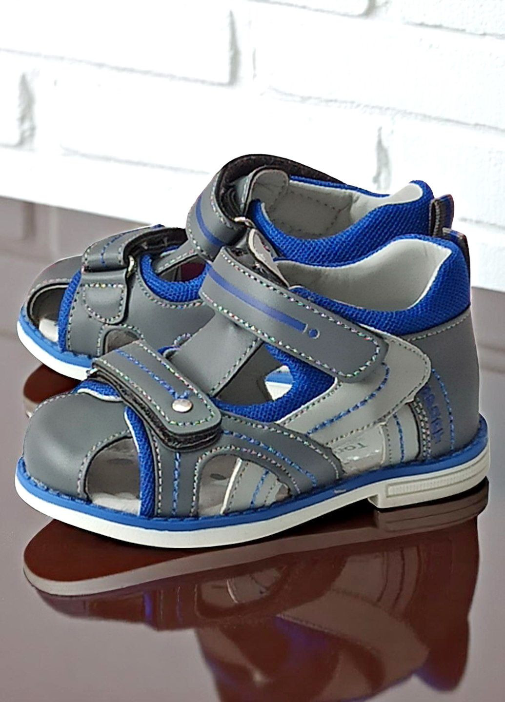 Серые спортивные, повседневные босоножки ортопедические для мальчика на липучках том м Tom.M на липучке