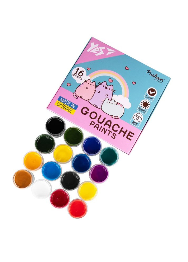 Фарби гуашеві Yes Pusheen 16 кол. 20 мл Home (342059465)
